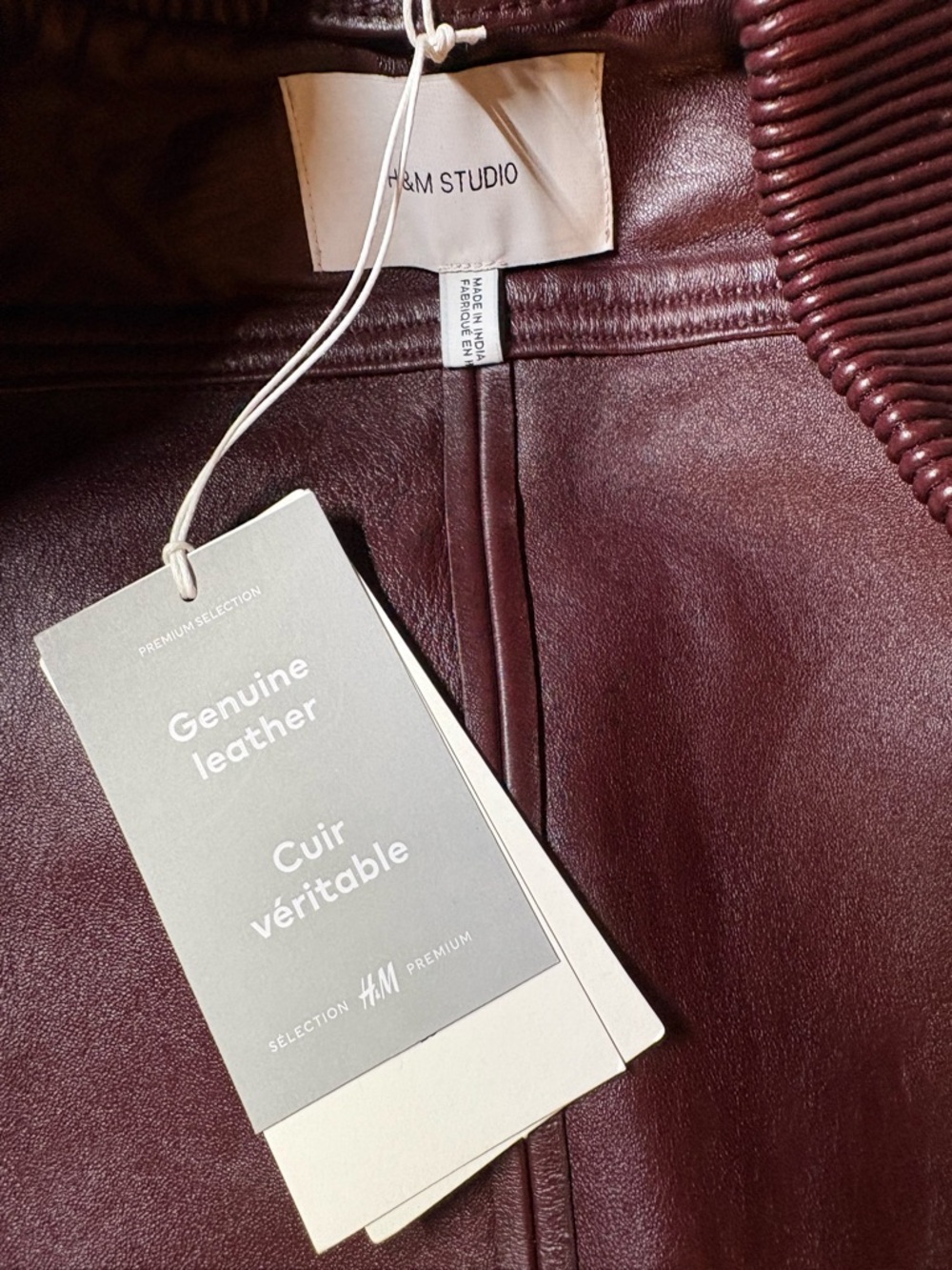 H&M STUDIO COLLECTION 2026 NWT Burgundy
Leather Bomber Jacket in Sz M - Picture 11 of 16